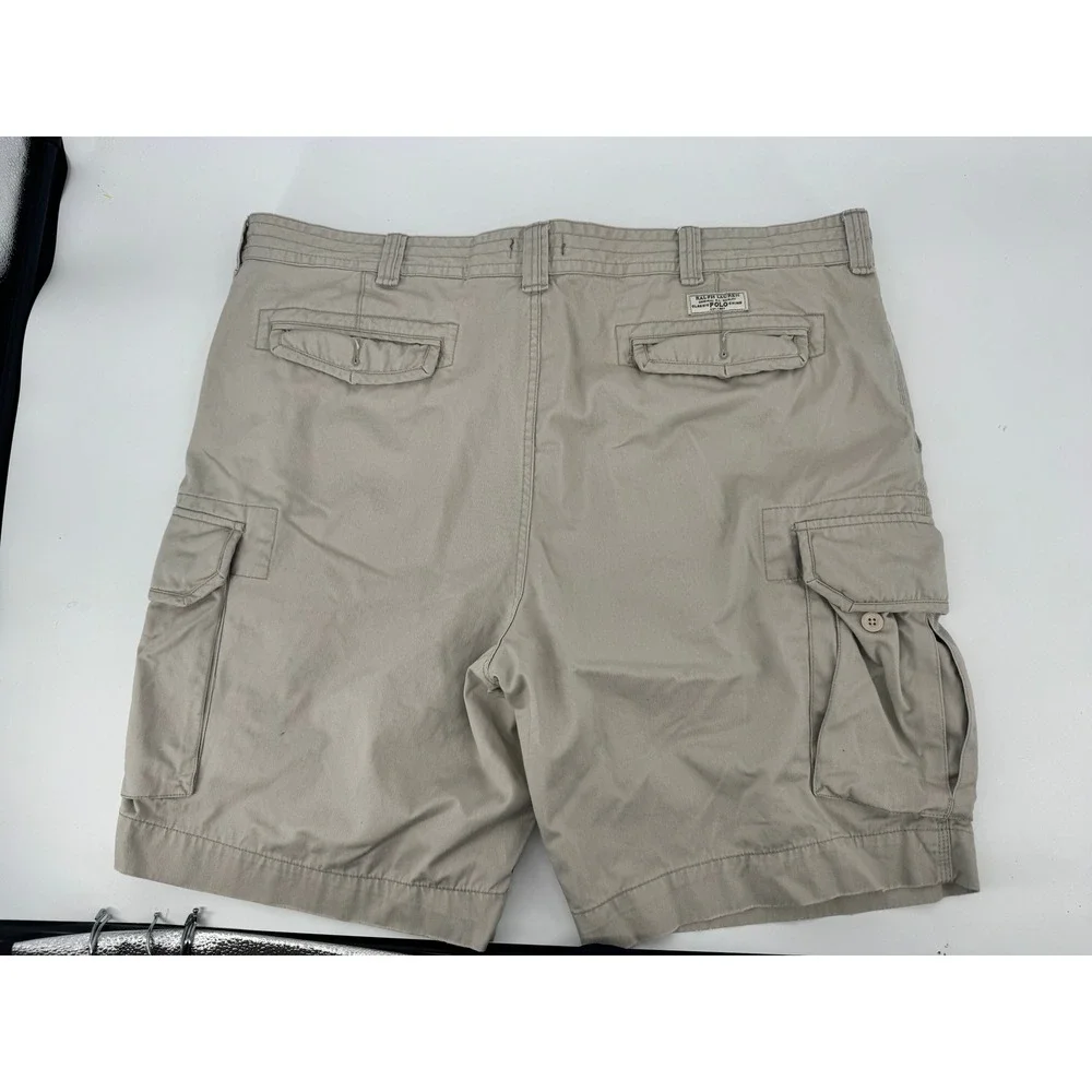 Polo‎ Ralph Lauren Cargo Shorts Mens 46 Khaki Tan Classic Chino Cotton Utility